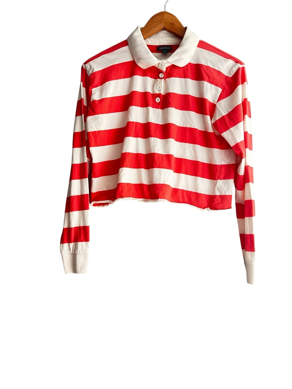 wild fable orange and White Striped Long-Sleeve Crop Top